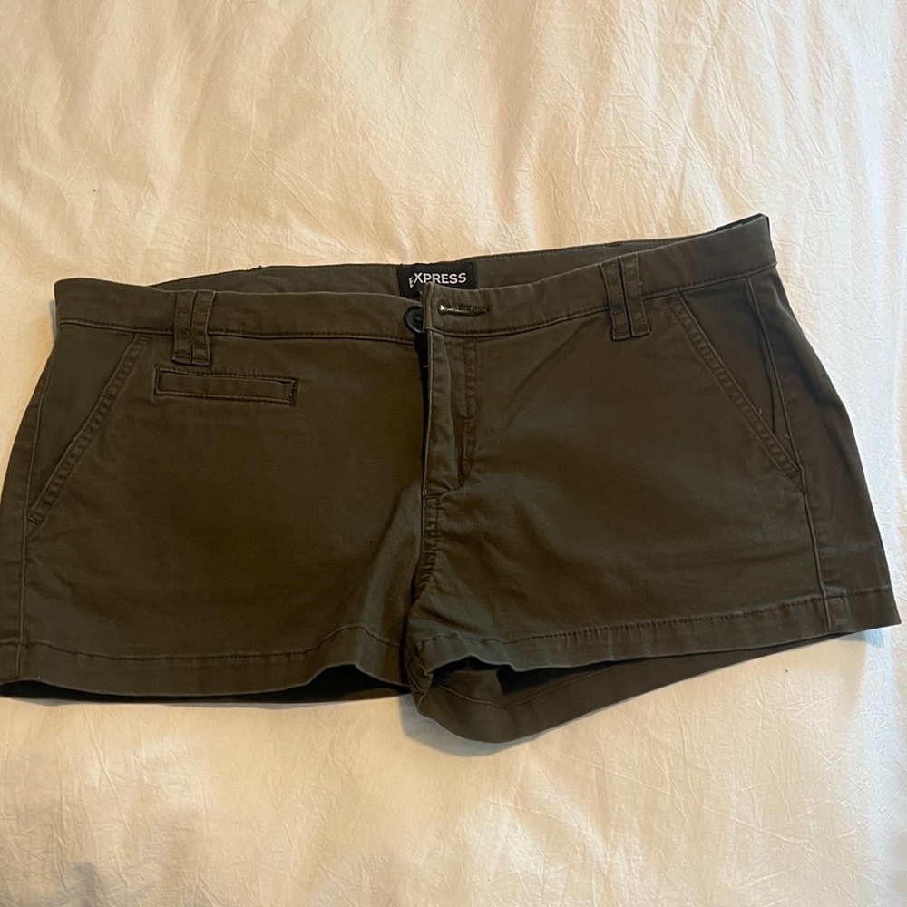 Express Women's Dark Green/olive/dark grey Cargo Shorts size 10 low rise